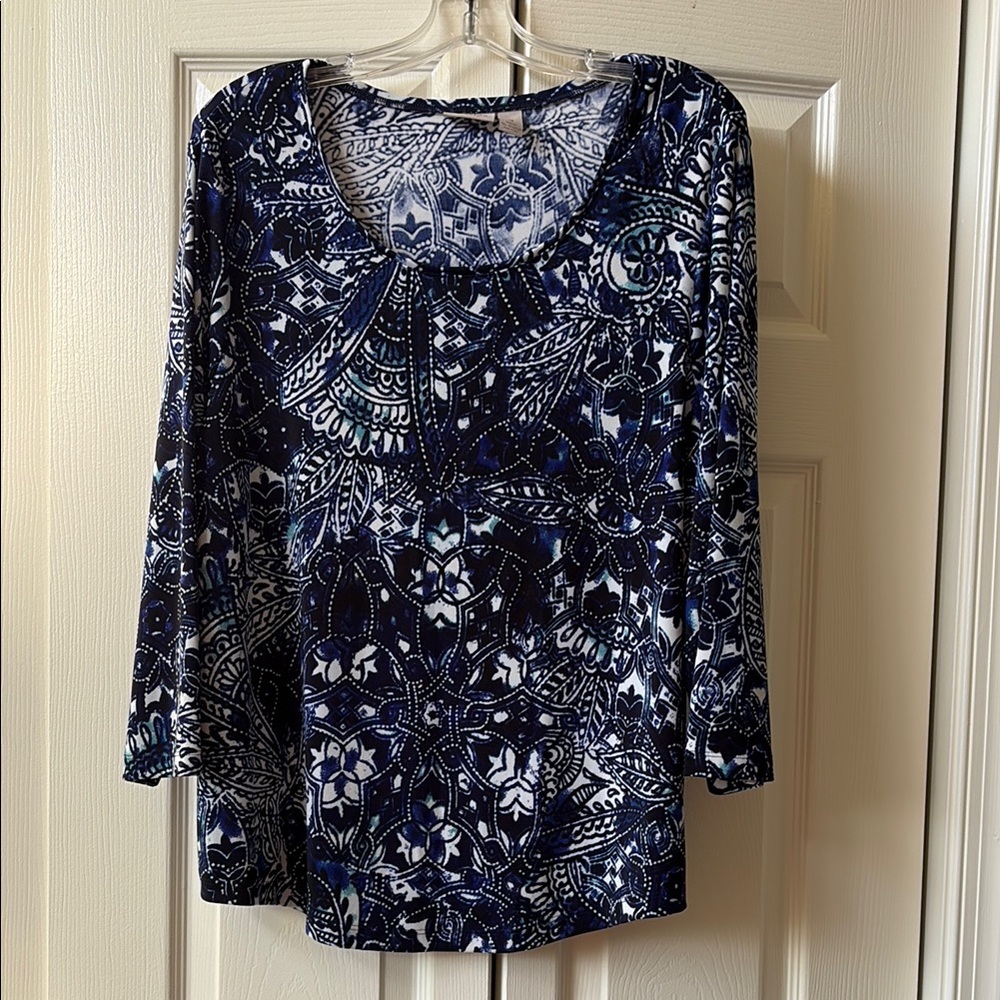 SOLD Chico's Blue and White Patterned Top
